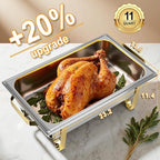 Chafing Dishes for Buffet 4 Pack, 11QT [Large Size and Sturdy] Stainless Steel Food Warmers for Parties Buffet [Elegant Gold and Silver Colors] Catering Supplies Buffet Display