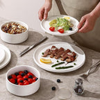 GZG Ceramic Dinner Plates Set of 4,10 Inch Stoneware plate Set,Microwave and Dishwasher Safe Kitchen Utensils,Stackable,Scratch Resistant (Ivory White)