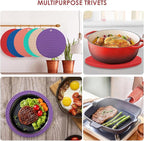 6 Pack Silicone Trivets for Hot Pots and Pans, 9" Colorful Silicone Trivet for Hot Dishes, Extra Large Non-Slip & Heat Resistant Hot Pads for Kitchen Counter(Colors)