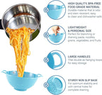 Meadow Lane 6-inch Small Colander, BPA-Free, Dishwasher Safe, Double Handles, Compact Food Strainer for Berries, Veggies and Pasta, 3-Cup Capacity, Light Blue