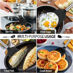 Pack of 4 Large Silicone Cooking Spatulas and Spoons, Slotted and Solid Stainless Steel Cooking Utensils Set, Non-stick Heat Resistant Kitchen for Baking, Fried, Stir-Fry, Mixing, Serving (Black)