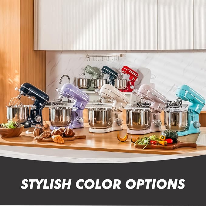 Kitchen in the Box Stand Mixer, 3.5 QT Small Kitchen Electric Stand Mixers, 10-Speed Portable Lightweight Dough Mixer for Daily Use with Egg Whisk, Dough Hook, Beater (Black)