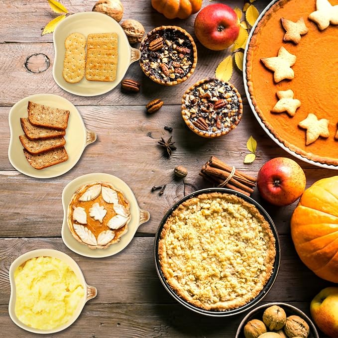 Kolewo4ever 12 Pieces Fall Ceramic Pumpkin Bowl 6 Ounces Ramekins Small Pumpkin Shaped Bowls Orange Dinnerware Decoration for Fall Halloween Serving Dip, Sauce, Condiments,Snack (Yellow)