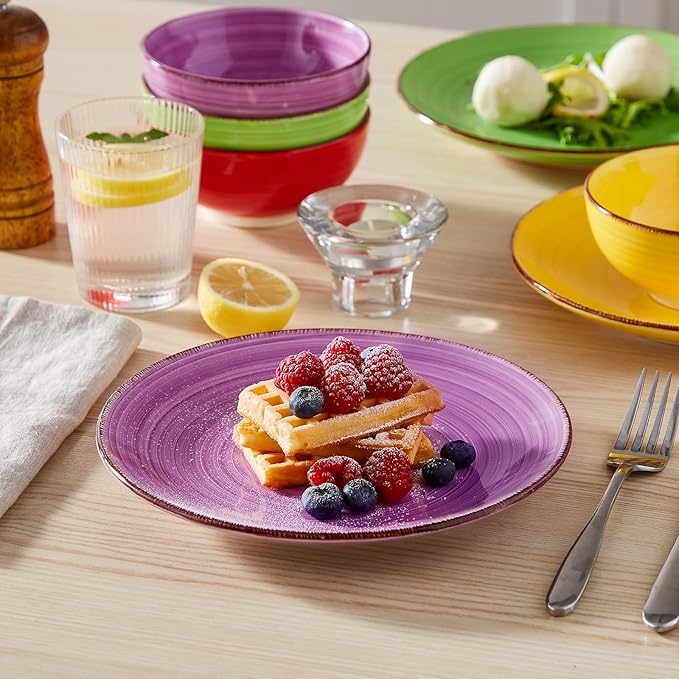 vancasso Bonita Salad Plates, 8.5 inch Colorful Small Dinner Plates Set, Ceramic Dessert Plate Serving Dishes set of 6, Microwave, Oven and Dishwasher Safe, Assorted Color
