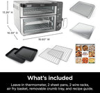 Ninja DCT451 12-in-1 Smart Double Oven with FlexDoor, Thermometer, FlavorSeal, Smart Finish, Rapid Top Convection and Air Fry Bottom , Stainless Steel