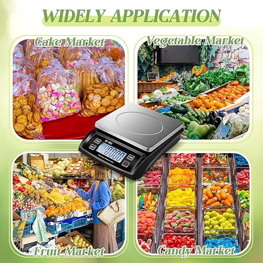 Large Digital Kitchen Scale 66LB 30kg Commercial Food Scale Stainless Bread Scale with LCD Display Commercial Weighing Devices for Baking Cooking(Black)