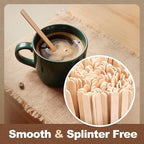 LotFancy 900Pcs Coffee Stirrers, 7 inch Birch Wood Coffee Stir Sticks, Sturdy Wooden Sticks, Great for Your Coffee Nook, Splinter Free, Round End