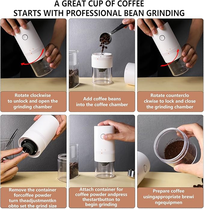 Portable Burr Coffee Grinder Small - Coffee Bean Grinder Electric with Multi Grind Settings for French Press, Cold Brew, Moka Pot, Pour-Over, Espresso Machine