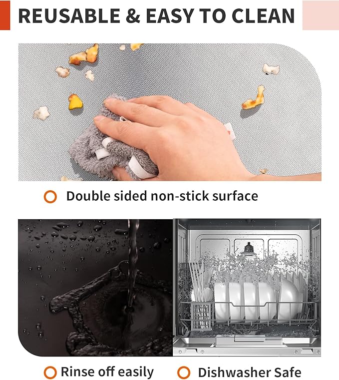 Oven Liners for Bottom of Oven - 4 Pack Large Heavy Duty Oven Mats, 17"x 25" Reusable Matt Liner for Electric, Gas, Toaster Ovens & Grills, BPA & PFOA Free, Kitchen Essentials, Silver