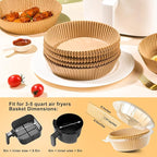 Air Fryer Paper Liners Disposable: 100PCS Round Airfryer Oven Insert Parchment Sheets Grease and Water Proof Non Stick Basket Liners for Baking Cooking from ctizne