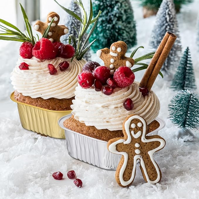 Aoriher 150 Pieces 10 oz Mini Cake Pans with Lids Aluminum Foil Baking Cups Square Disposable 4 x 4 Large Cupcake Cups Baking Tins for Kitchen Brownie Pudding Desserts Holders(All Golden,All Silver)