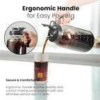 64oz Mason Jar Pitcher - Airtight & Leakproof Glass Pitchers with Handle and Lid, Perfect for Breastmilk, Cold Brew and Sun Tea for Outside,2 Quart Mason Jar with Pour Spout Lid,1/2 Gallon Water Jug