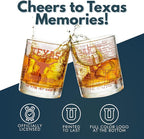Greenline Goods – University of Texas Longhorns College Whiskey Glasses (Set of 2), 10 oz – Full-Color Logo + Campus Map