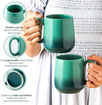 Hasense Ceramic Coffee Mugs Set of 4,15oz Large Mugs Set for Home and Office, Microwave & Dishwasher Safe, Coffee Cups for Coffee Tea Mike, Gradient Green