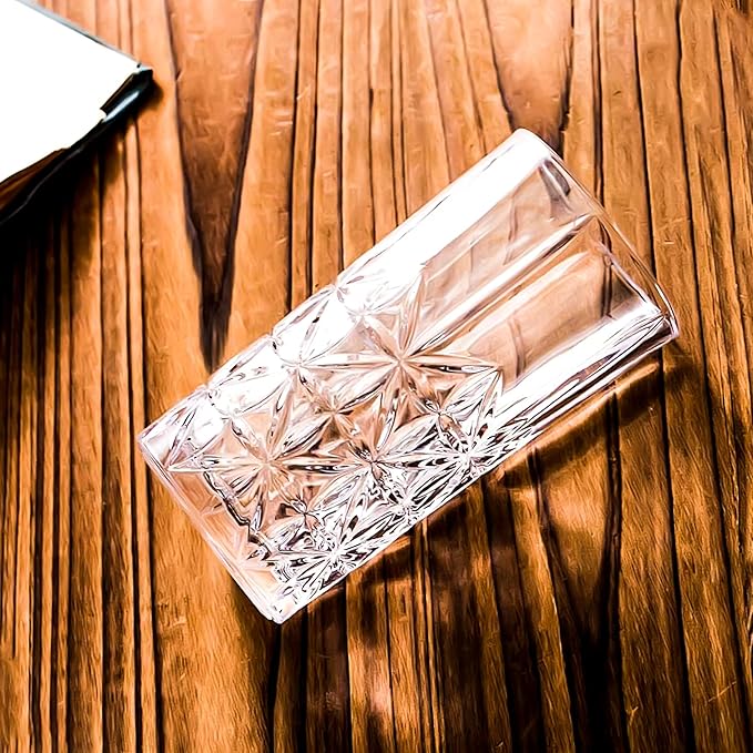 Highball Glasses - Water Glasses Set of 6-14 Ounce Collins Tall Beverage Cups Glassware for Drinks, Coctail, Water, Beer, Soda