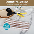 Native Fab Stripe Kitchen Towel - 4 Pack - Basket Weave 100% Cotton Dish Towels - 16x26 inches - Absorbent Towels for Cleaning, Quick Drying, Washable Dish Cloths with Hanging Loop - Brown