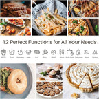 LNC Air Fryer Oven, 34QT Extra Large 1750W Toaster Air Fryer Combo, 12” Pizza Convection Oven Countertop, 12-in-1 with 4 Accessories, Stainless Steel, Silver