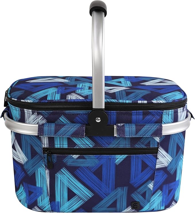 ALLCAMP Insulated Cooler Bag Portable Collapsible Picnic Basket Cooler with Sewn in Frame (Medium Triangle Pattern)