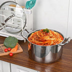 Stainless Steel Stock Pot - 8 Quart, Soup Pot Induction Compatible, Cooking Pot with Riveted Handle, Oven & Dishwasher Safe