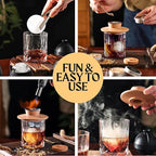 Whiskey Smoker Kit - Cocktail Smoker Kit with Torch, 2 Whiskey Glasses, 2 Ice Ball Makers, 6 Flavors Wood Chips - Old Fashioned Smokers - Bourbon Drink Smoking Set - Whiskey Accessories Gifts for Men