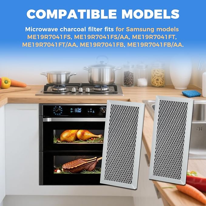 2-Pack ME19R7041FS Microwave Oven Charcoal Filter Replacement Compatible with Samsung ME19R7041FS/AA, ME19R7041FT/AA, ME19R7041FB/AA, Durable Microwave Filter Replacement