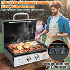 Hisencn Portable Griddle for Outdoor, Tabletop, Countertop, Kitchen, Tailgating, RV - Nonstick Camping Griddle 369 sq. in. 24000 BTUs Griddle for Gas Grill, 22 Inch with Hood, with Carry Bag