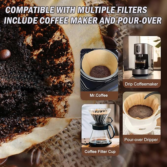 Coffee Filters #4, 200PCS 4 Cone Paper Coffee Filter 8-12 Cup, Unbleached Brown Reusable No 4 Filters Fits for Pour Over and Drip Coffee Maker, Suitable for Home, Coffee Shop Small Business