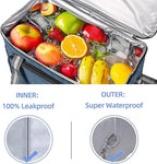 iknoe Large Cooler Bag Collapsible, 24L Insulated Bags, Leakproof Lunch Cooler Tote with Multi-Pockets for Adult Insulated Thermal Bag for Beach, Picnic, Office Work, Navy blue 36-Can