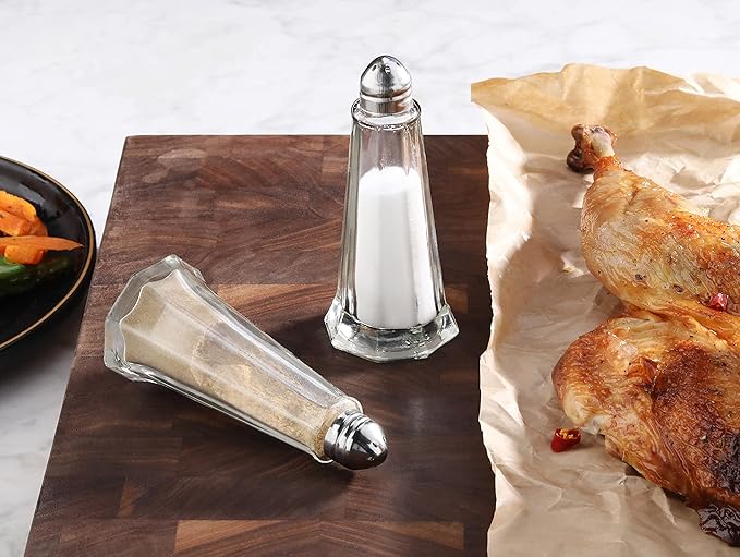 New Star Foodservice 22407 Glass Tower Salt and Pepper Shaker with Stainless Steel Top, 1-Ounce, Set of 12