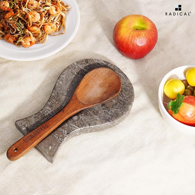 Radicaln Marble Spoon Rest 8'' inches Oceanic Handmade Non-Slip Kitchen Utensil Holder - Kitchen Utensil Holder for Countertop, Dining table, Coffee Table and stove top