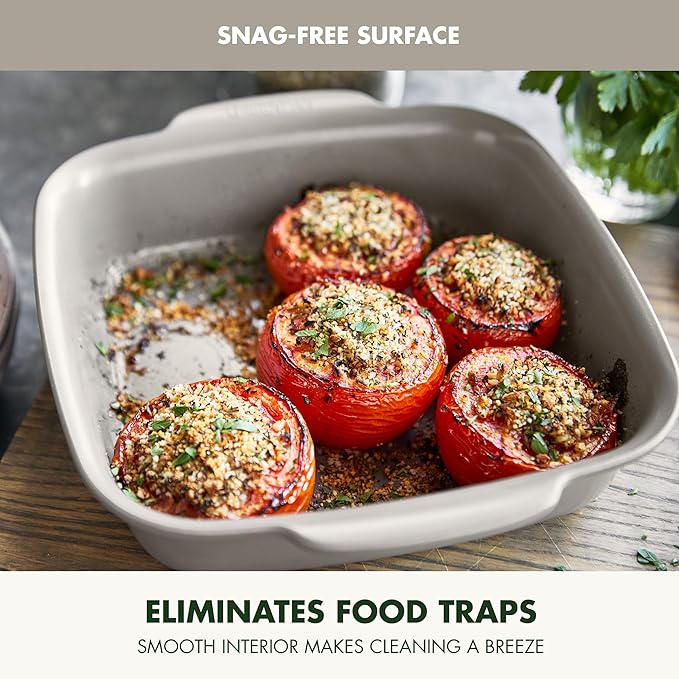 GreenPan Premiere Ovenware Healthy Ceramic Nonstick 8" Square Cake Baking Pan, PFAS-Free, Warp-Free Bakeware, Durable Quick Heating, Oven & Broiler Safe to 600F, Dishwasher Safe, Taupe