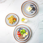 AmorArc Ceramic Dinner Plates Set of 4, 10.5 Inch Handmade Reactive Glaze Stoneware Plates, Large Rustic Shape Dinnerware Dish Set for Kitchen, Microwave & Dishwasher Safe, Scratch Resistant - Blue