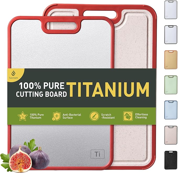 2 Packs Titanium Cutting Boards for Kitchen Chopping Board Butcher Block 2 in 1 Pure Titanium Gift Best Mama Mom Ever Christmas Xmas Birthday Law Step Who Have Everything Good Unique Useful Present