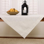 Solino Home Light Natural Linen Tablecloth 52 x 52 Inch - 100% Pure Linen Square Table Throw - Classic Hemstitch, Machine Washable Table Cloth for Summer, Fall, Autumn
