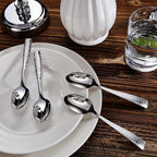 KEAWELL Premium 20/45/65 Piece Louis Hammered Silverware Set with Squared Edge, 18/10 Stainless Steel, Service for 4/8/12, Fine Flatware Set, Dishwasher Safe (45)