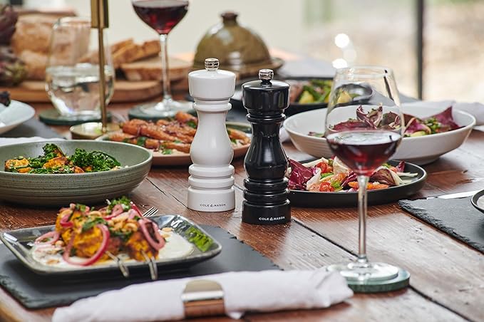 Cole & Mason London Refillable Spice Mill - Kitchen & Home Accessory - Table Black Pepper Grinder - Pepper Mill with Carbon Steel Mechanism - 7", White Gloss