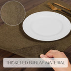 Romanstile Cloth Placemats Set of 4-12 x 18 Inch, Heat Resistant Double Layered Thickened Burlap Place Mats, Washable Faux Linen Farmhouse Table Mats for Kitchen/Dining/Party/Outdoor, Brown