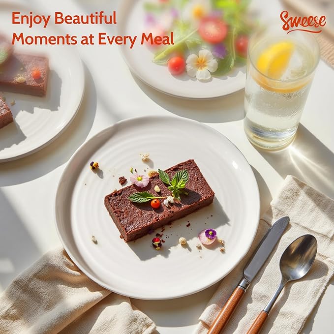 Sweese Dessert Plates, 7.8 Inch Porcelain Round Salad Plates Set of 6, Small Appetizer, Small Dish Set, Microwave & Dishwasher Safe, Scratch Resistant Slates set, White