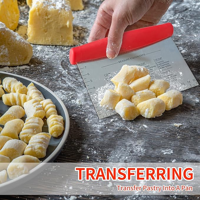 ALLTOP Pastry Blender & Bench Scraper Set - Premium Kitchen Baking Essential Tools for Cake and Bread Making - Stainless Steel Dough Scraper&Butter Cutter for Homemade Delights - Red