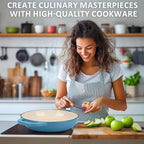 Iron Cloche Dutch Oven - Premium Enameled Cast for Bread Baking | Non-Stick Bread Pan with Lid | Perfect for Sourdough, Loaf, and Artisan Baking (Blue, 5 QT)