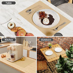 Cloth Placemats, Set of 6 Heat-Resistant Cotton Linen Blend Double Layered Machine Washable Place Mats, Wrinkle Free Thick Fabric Dining Table Mats for Indoors & Outdoors (Cream Beige, 6)