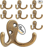 Coat Hooks Wall Hooks for hanging - 8 pack Bronze Double Prong Hook Wall Mounted - Great for Living Room, Bedroom, Entryway, Closet for Coat, Bag, Towel, Hat, Key, Cup, Heavy-Duty, Easy to Install