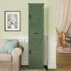 WEENFON Tall Bathroom Cabinet, Narrow Storage Cabinet with 6 Shelves & Drawer, Storage Cabinet with Adjustable Shelves, Tall Cabinet for Living Room, Home Office, Forest Green