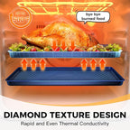 HONGBAKE Baking Sheet Pan Set, Cookie Sheets for Oven, Nonstick Half/Quarter/Jelly Roll Pans with Diamond Texture Pattern, Heavy Duty Cookie Tray, Dark Blue