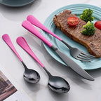 20-Piece Purplish Red Silverware Set 18/0 Stainless Steel Black Silverware Set Purplish Red Handle Cutlery Black Set Service for 4 Dinner Knives Forks Spoons Flatware Set Dishwasher Safe