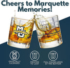 Greenline Goods – University of Marquette Golden Eagles College Whiskey Glasses (Set of 2), 10 oz – Full-Color Logo + Campus Map
