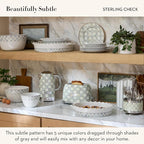 MACKENZIE-CHILDS Electric Kettle, Stainless-Steel Tea Kettle, Gray-and-White Sterling Check