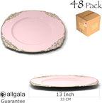 allgala 13-Inch 48-Pack Case Lot Heavy Quality Round Charger Plates-Floral Pink-HD80845