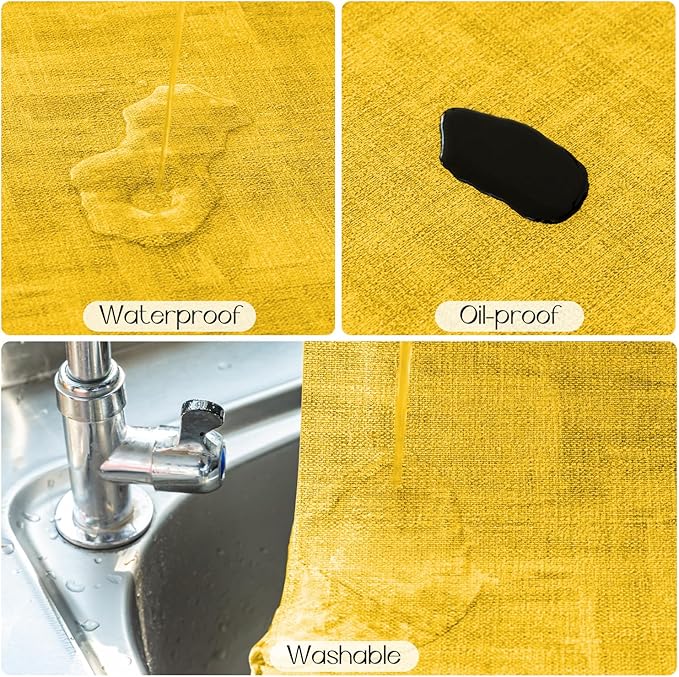Romanstile Reversible Vinyl Placemats Set of 4, Faux Leather 100% Waterproof Oil-Proof Wipeable Place Mats, Heat Resistant Dual Sided Table Mats for Kitchen/Dining/Party (Grey Yellow, 12 x 17 Inch)