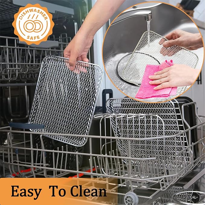 ALJ 3PCS Air Fryer Oven Mesh Rack for COSORI 10QT Air Fryer Toaster Oven, Premium Dehydrator Rack Shelf Grid Grill Pan Crisper Cooking Plate Tray Insert Grate for COSORI Air Fryer, Dishwasher Safe